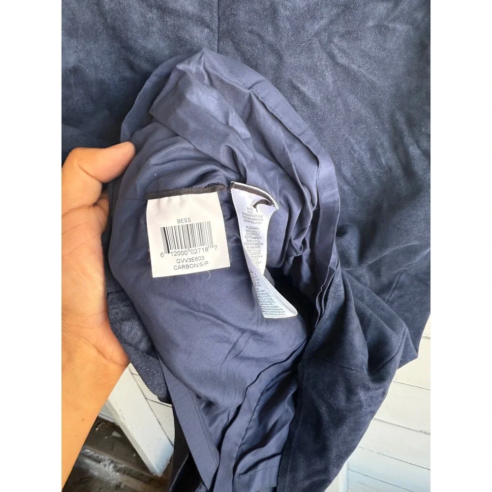 BCBGMAXAZRIA Bess Faux Suede Pencil Skirt Navy Blue Carbon Full Back Zip Small
